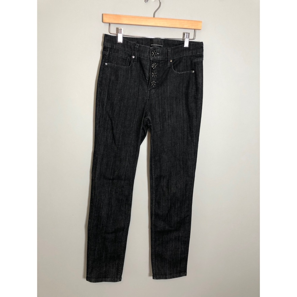 White House Black Market Slim Ankle Jeans Womens 2 Dark Wash High Rise Button
